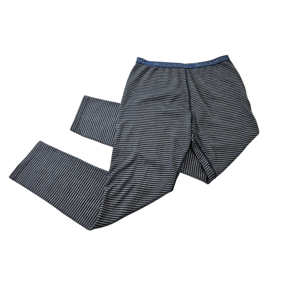 Woolskins‎ Women's XS Gray Blue Striped Baselayer Warm Leggings Pants GUC